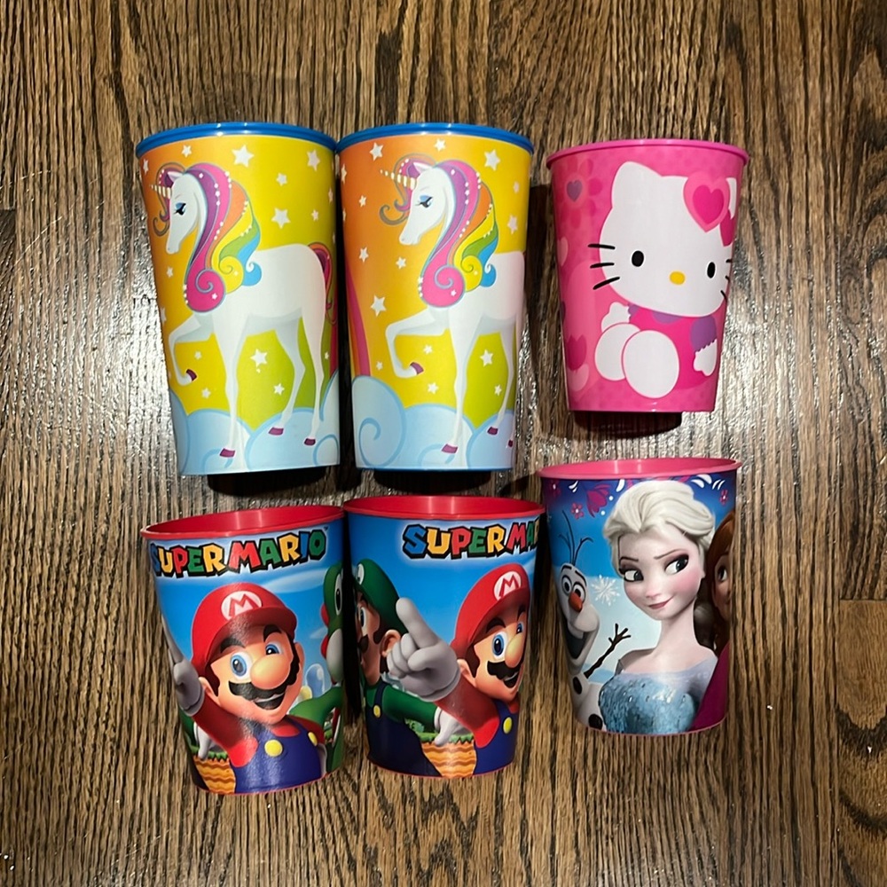 Plastic Kids Cups Bundle Of 6